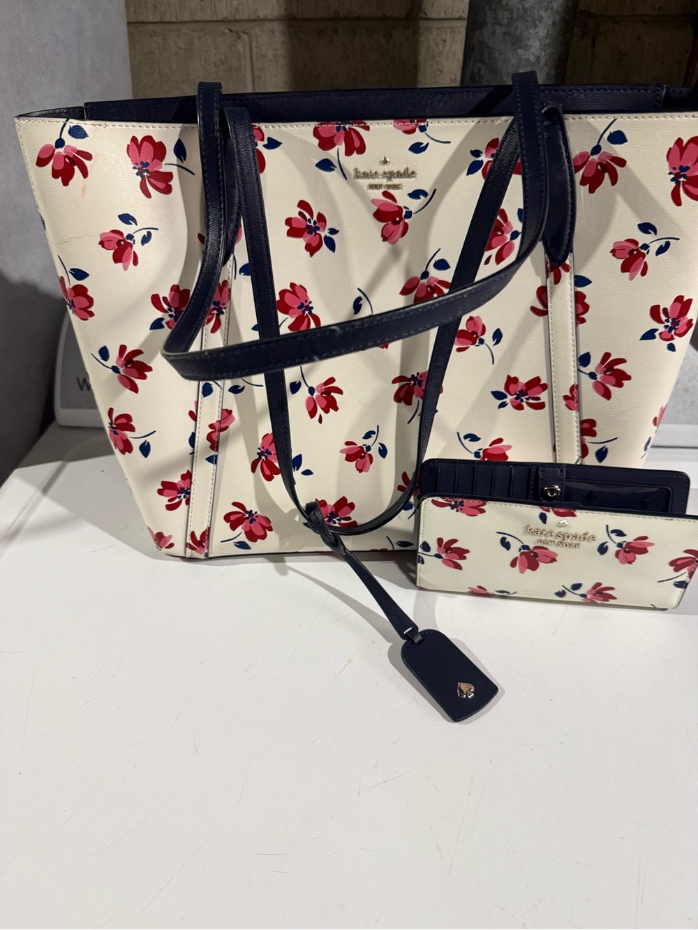 Kate Spade Cream Floral Tote with Wallet
